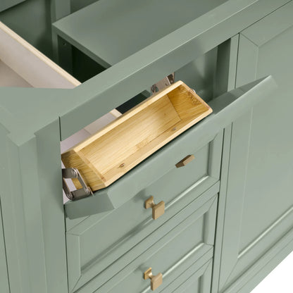 Chicago 60" Double Vanity, Smokey Celadon, w/ 3 CM Siberian Silestone Top