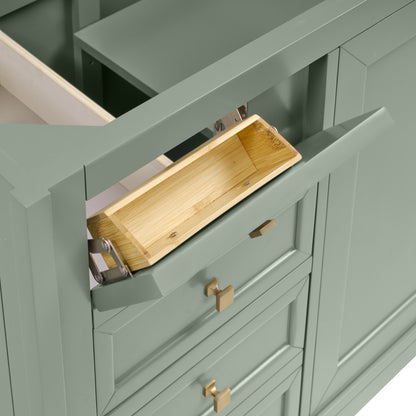 Renovate for Less Atlanta Chicago 60" Double Vanity, Smokey Celadon, w/ 3 CM Tajnar Eclos Top w/FreePower Wireless Charger