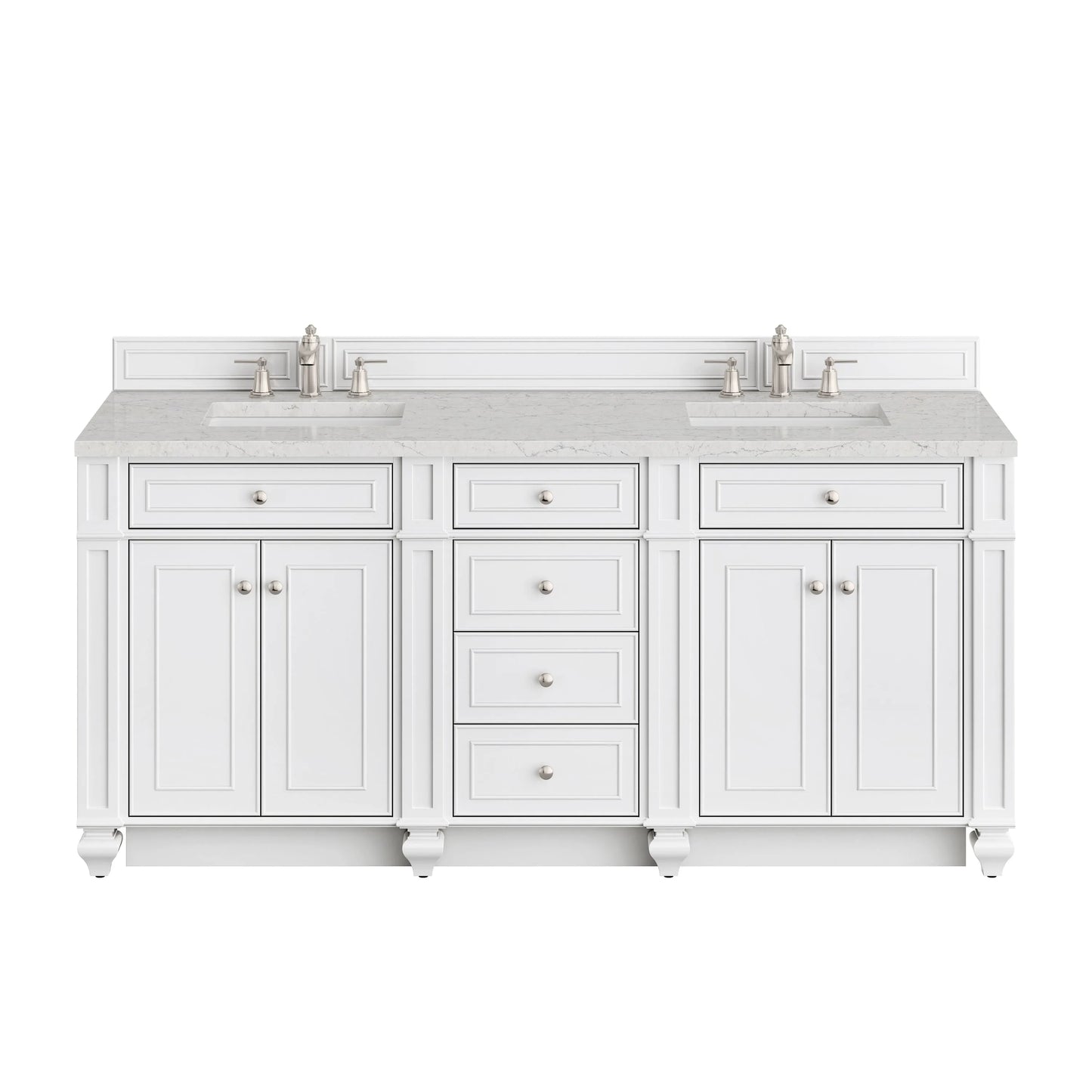 Bristol 72" Double Vanity, Bright White w/ 3 CM Eternal Jasmine Pearl Silestone Top