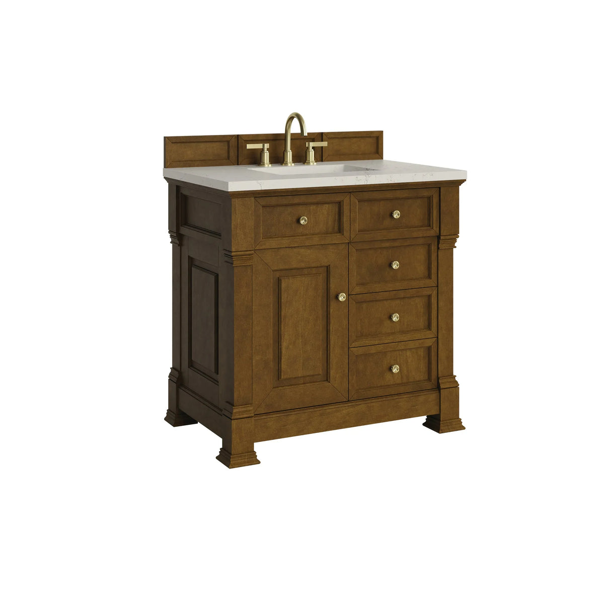 Brookfield 36" Single Vanity, Honey Oak, w/ 3 CM Siberian Silestone Top