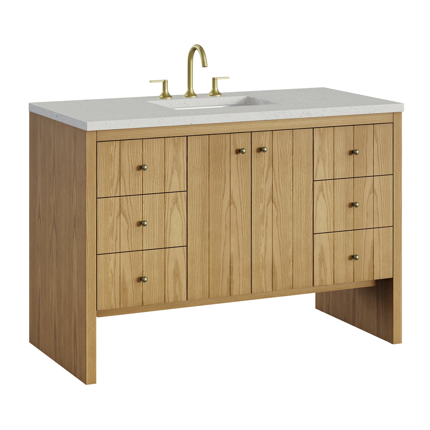 Renovate for Less Atlanta Hudson 48" Single Vanity, Light Natural Oak w/ 3 CM Lime Delight Top