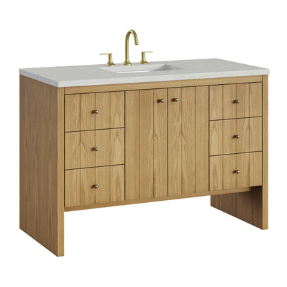 Renovate for Less Atlanta Hudson 48" Single Vanity, Light Natural Oak w/ 3 CM Lime Delight Top