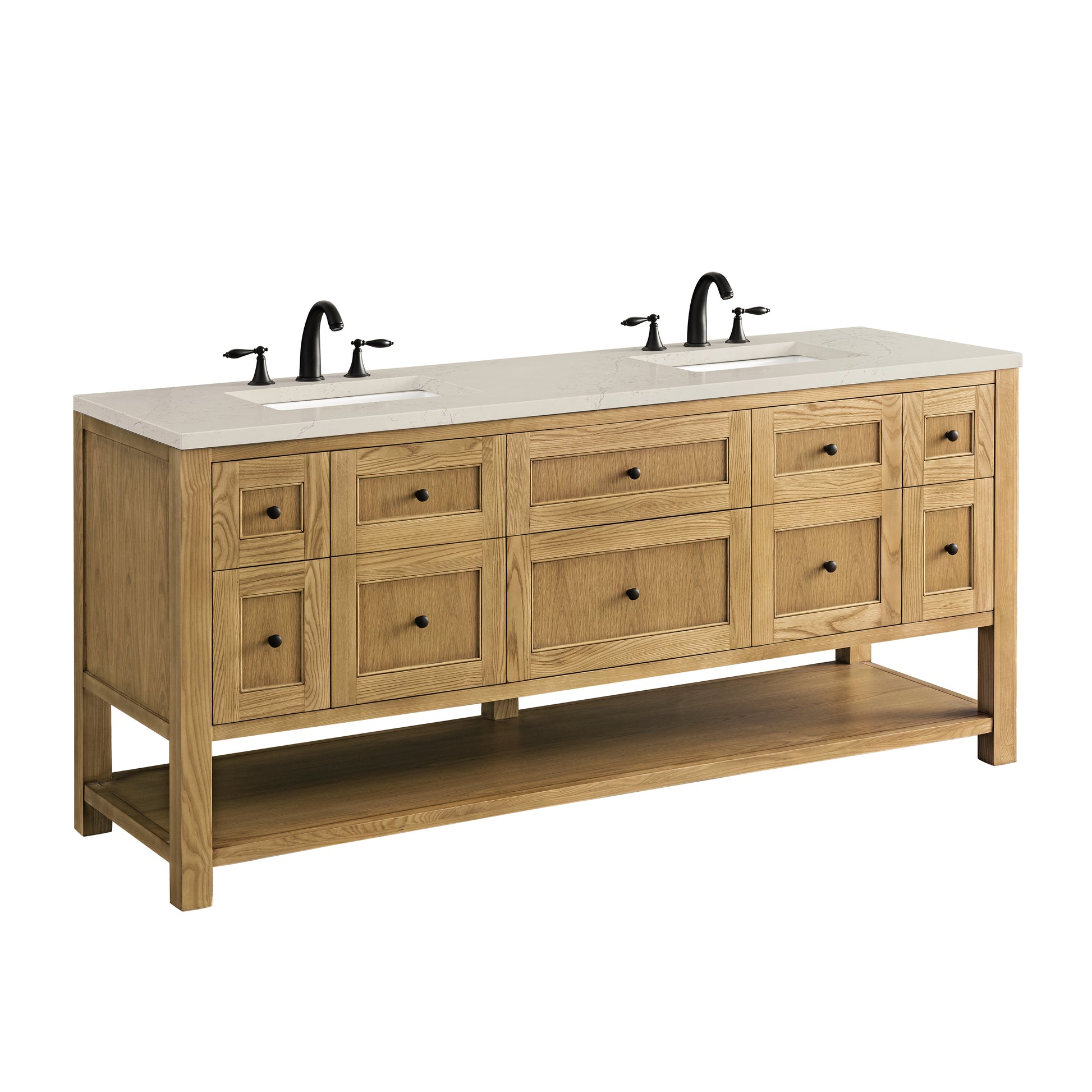 Renovate for Less Atlanta Breckenridge 72" Double Vanity, Light Natural Oak, w/ 3 CM Siberian Silestone Top