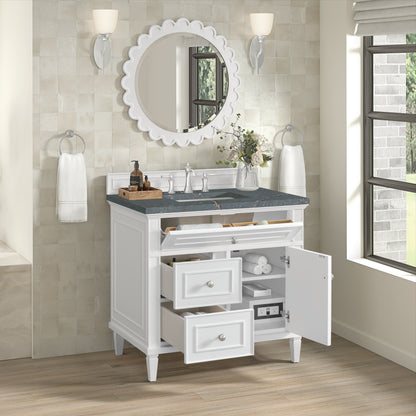 Renovate for Less Atlanta Lorelai 36" Single Vanity, Bright White w/ 3 CM Parisien Bleu Silestone Top