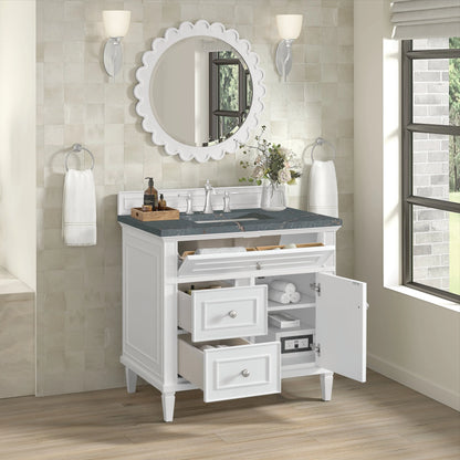 Lorelai 36" Single Vanity, Bright White w/ 3 CM Parisien Bleu Silestone Top