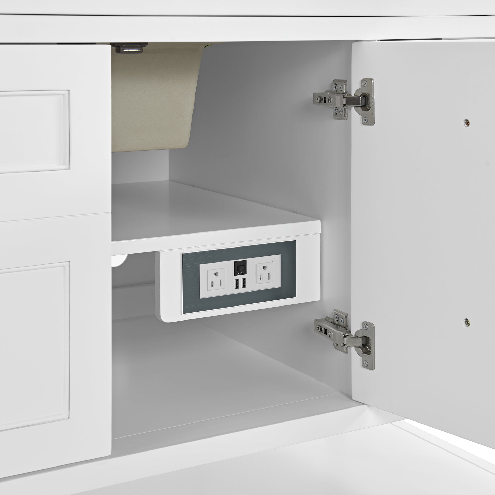 Renovate for Less Atlanta Breckenridge 60" Single Vanity, Bright White, w/ 3 CM White Zeus Quartz Top