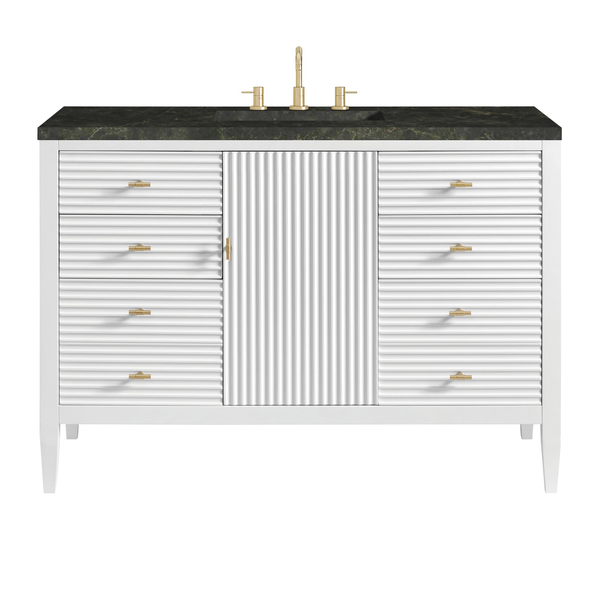 Renovate for Less Atlanta Myrrin 48" Single Vanity, Bright White, w/ 3 CM Phantome Eclos Top