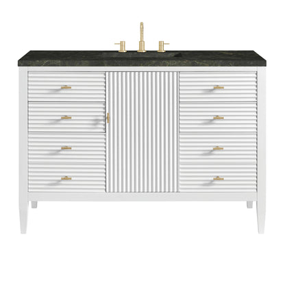 Renovate for Less Atlanta Myrrin 48" Single Vanity, Bright White, w/ 3 CM Phantome Eclos Top