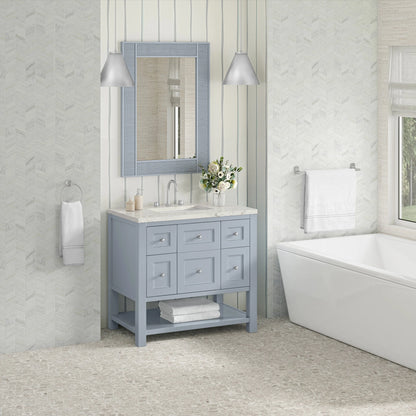 Breckenridge 36" Single Vanity, Serenity Blue, w/ 3 CM Victorian Silver Quartz Top