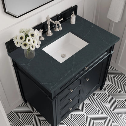 Brittany 36" Single Vanity, Black Onyx w/ 3 CM Charcoal Soapstone Silestone Top