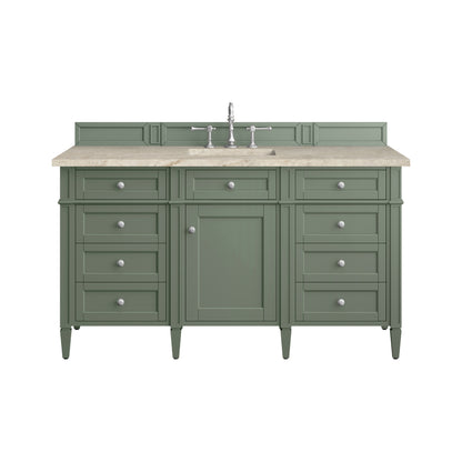 Renovate for Less Atlanta Brittany 60" Single Vanity, Smokey Celadon, w/ 3 CM Tajnar Eclos Top