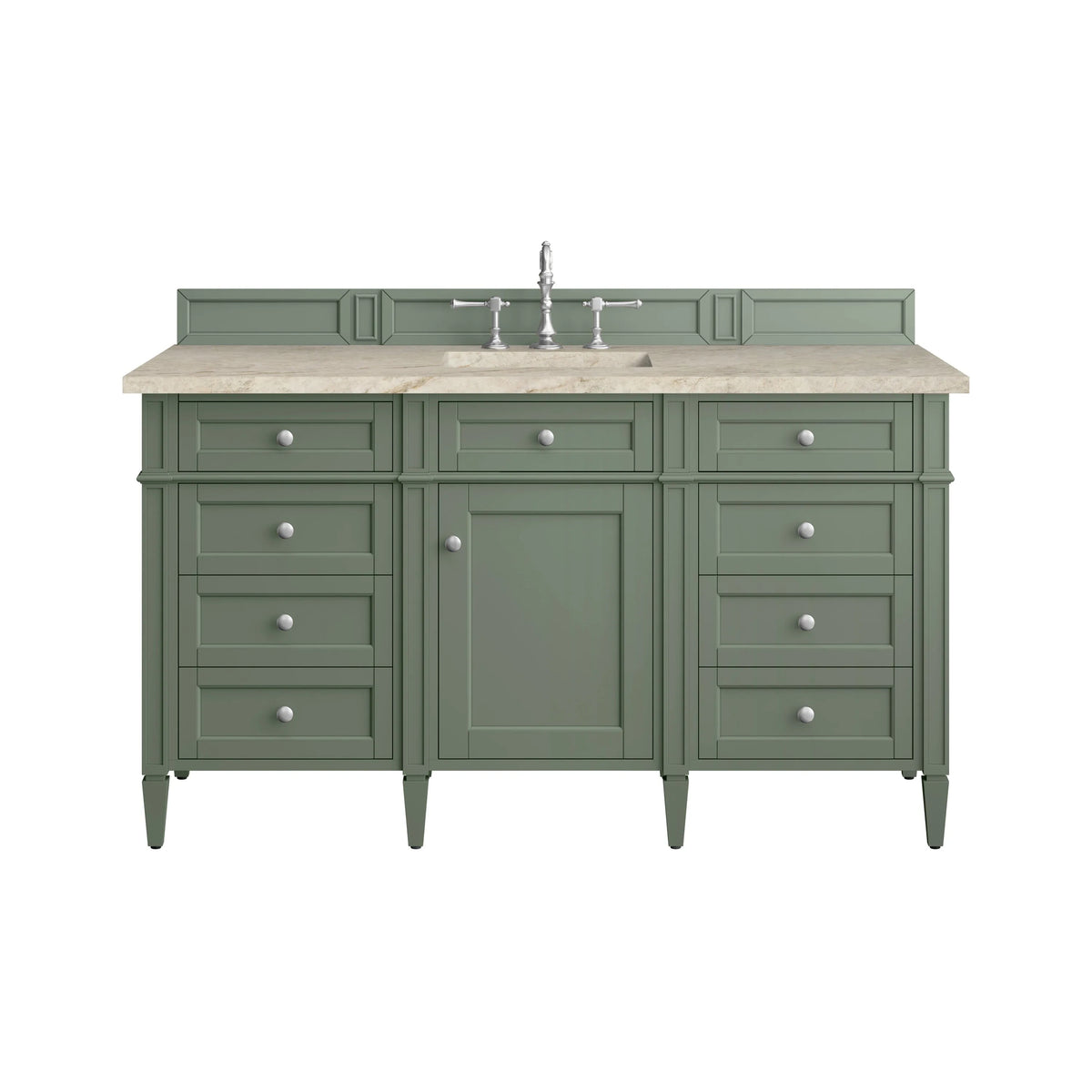 Brittany 60" Single Vanity, Smokey Celadon, w/ 3 CM Tajnar Eclos Top