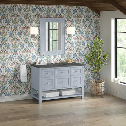 Renovate for Less Atlanta Breckenridge 48" Single Vanity, Serenity Blue, w/ 3 CM Parisien Bleu Quartz Top w/FreePower Wireless Charger