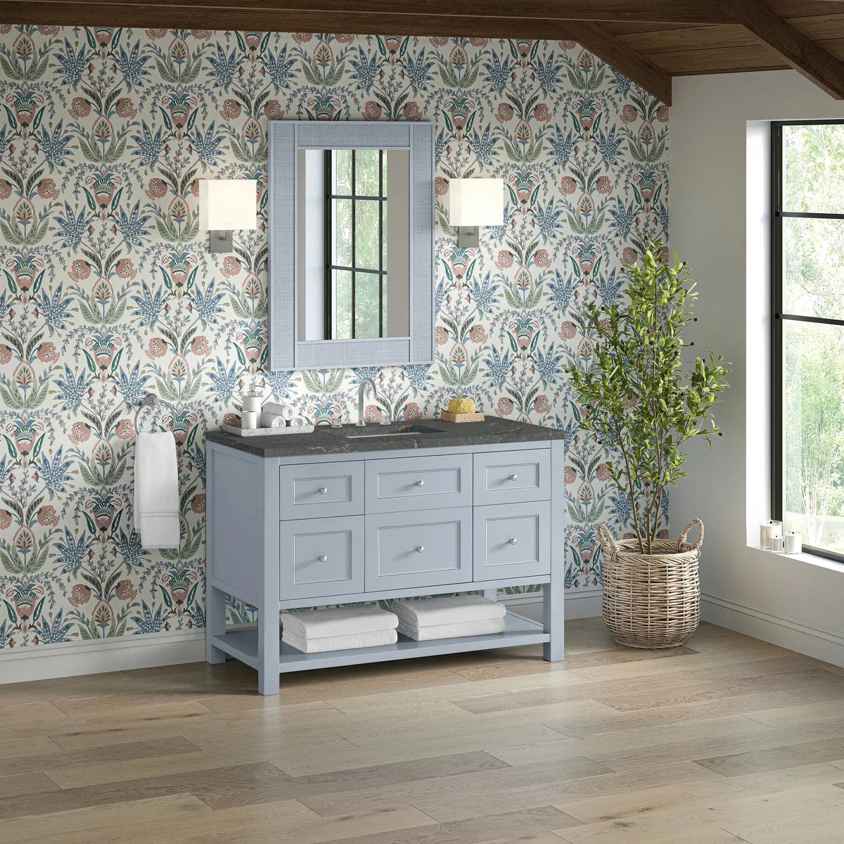 Breckenridge 48" Single Vanity, Serenity Blue, w/ 3 CM Parisien Bleu Quartz Top w/FreePower Wireless Charger