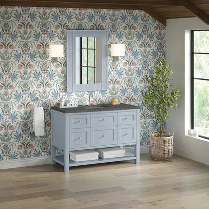 Breckenridge 48" Single Vanity, Serenity Blue, w/ 3 CM Parisien Bleu Quartz Top w/FreePower Wireless Charger