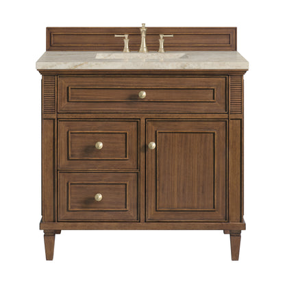 Renovate for Less Atlanta Lorelai 36" Single Vanity, Mid-Century Walnut, w/ 3 CM Tajnar Eclos Top