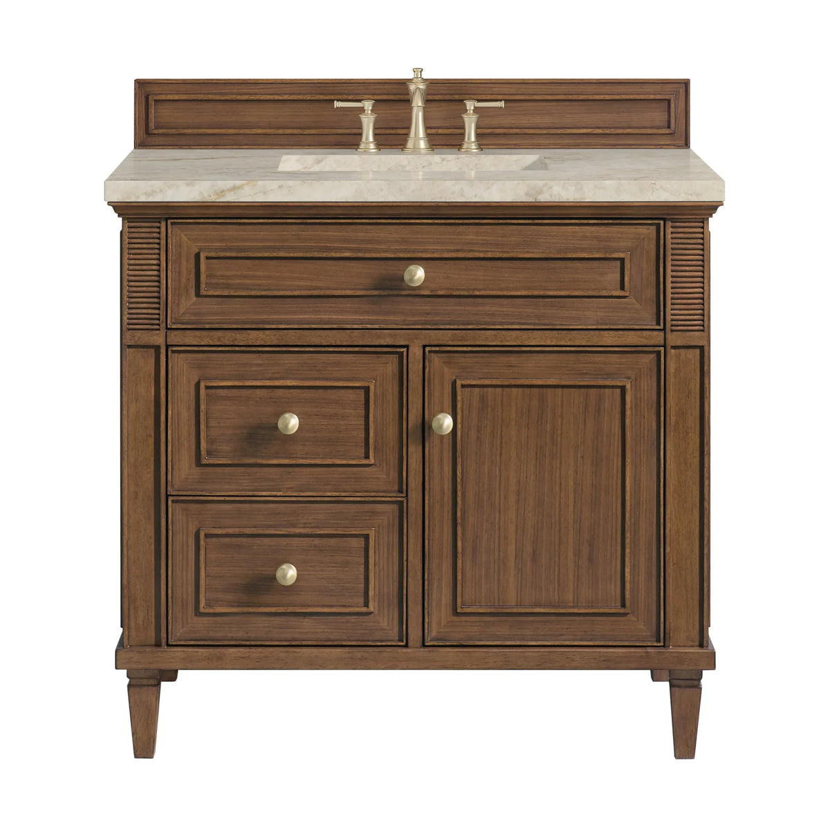 Lorelai 36" Single Vanity, Mid-Century Walnut, w/ 3 CM Tajnar Eclos Top