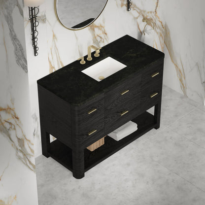 Lucian 48" Single Vanity, Carbon Oak, w/ 3 CM Phantome Eclos Widespread Top