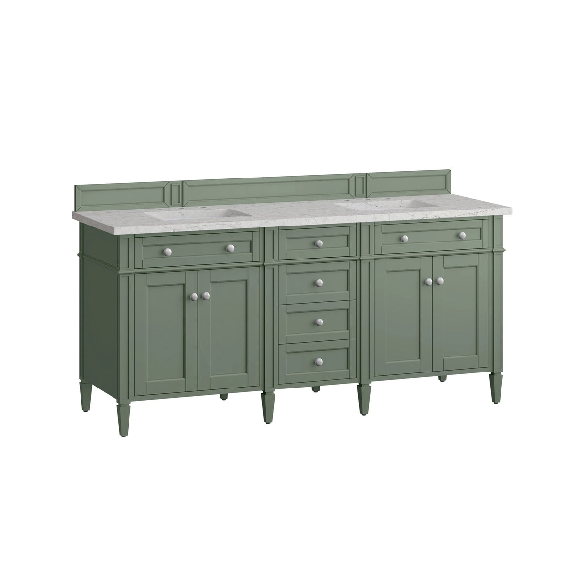 Brittany 72" Double Vanity, Smokey Celadon w/ 3 CM Eternal Jasmine Pearl Top
