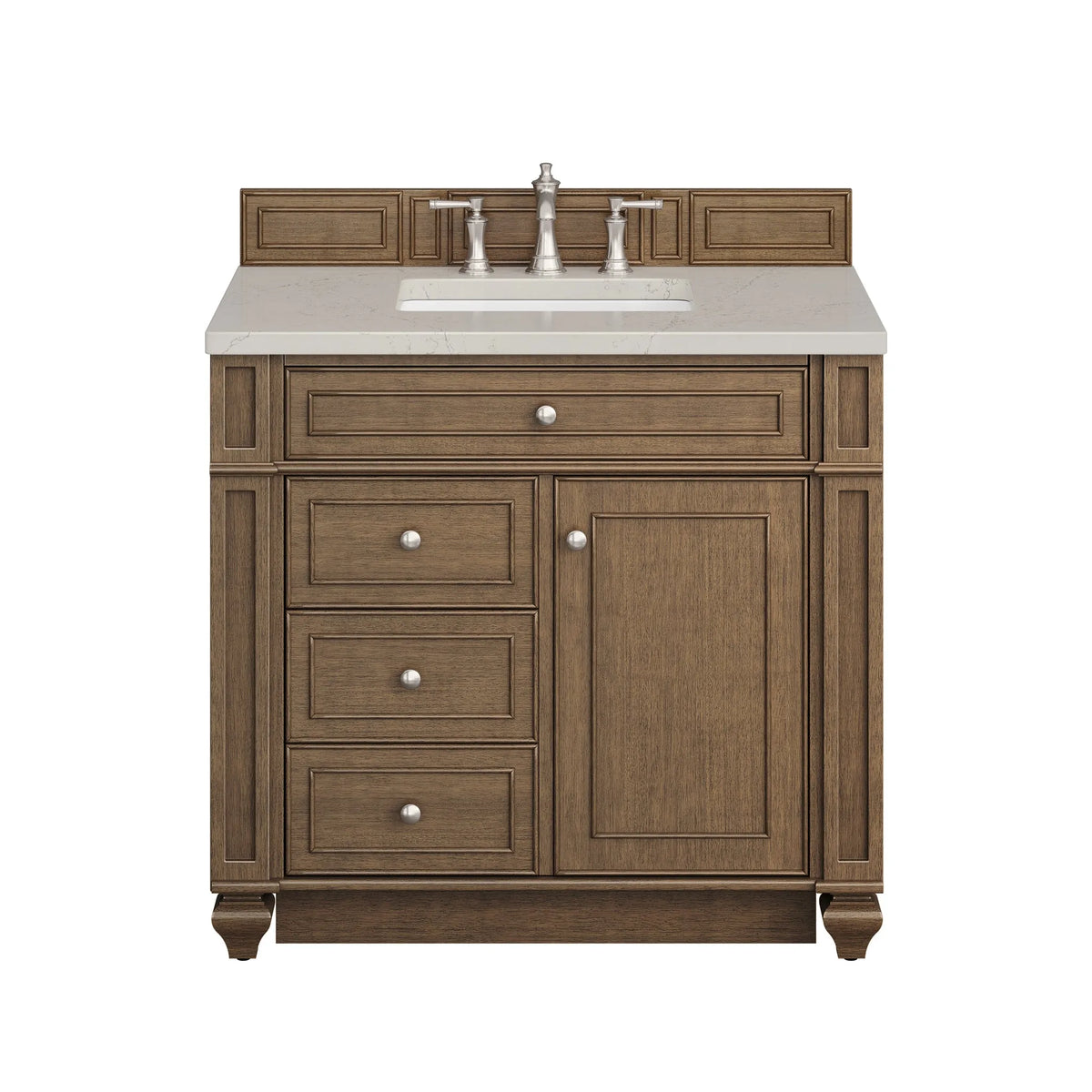 Bristol 36" Single Vanity, Saddle Brown, w/ 3 CM Siberian Silestone Top