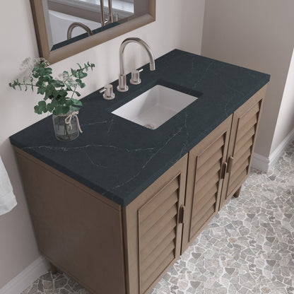 Renovate for Less Atlanta Portland 48" Single Vanity Whitewashed Walnut w/ 3 CM Charcoal Soapstone Silestone Top