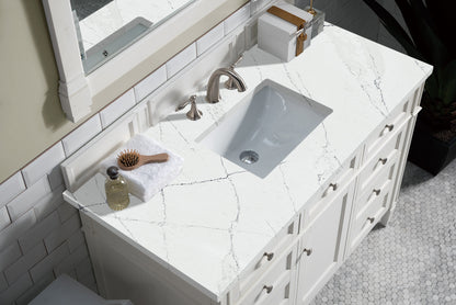 Brittany 48" Single Vanity, Bright White w/ 3 CM Ethereal Noctis Silestone Top w/FreePower Wireless Charger