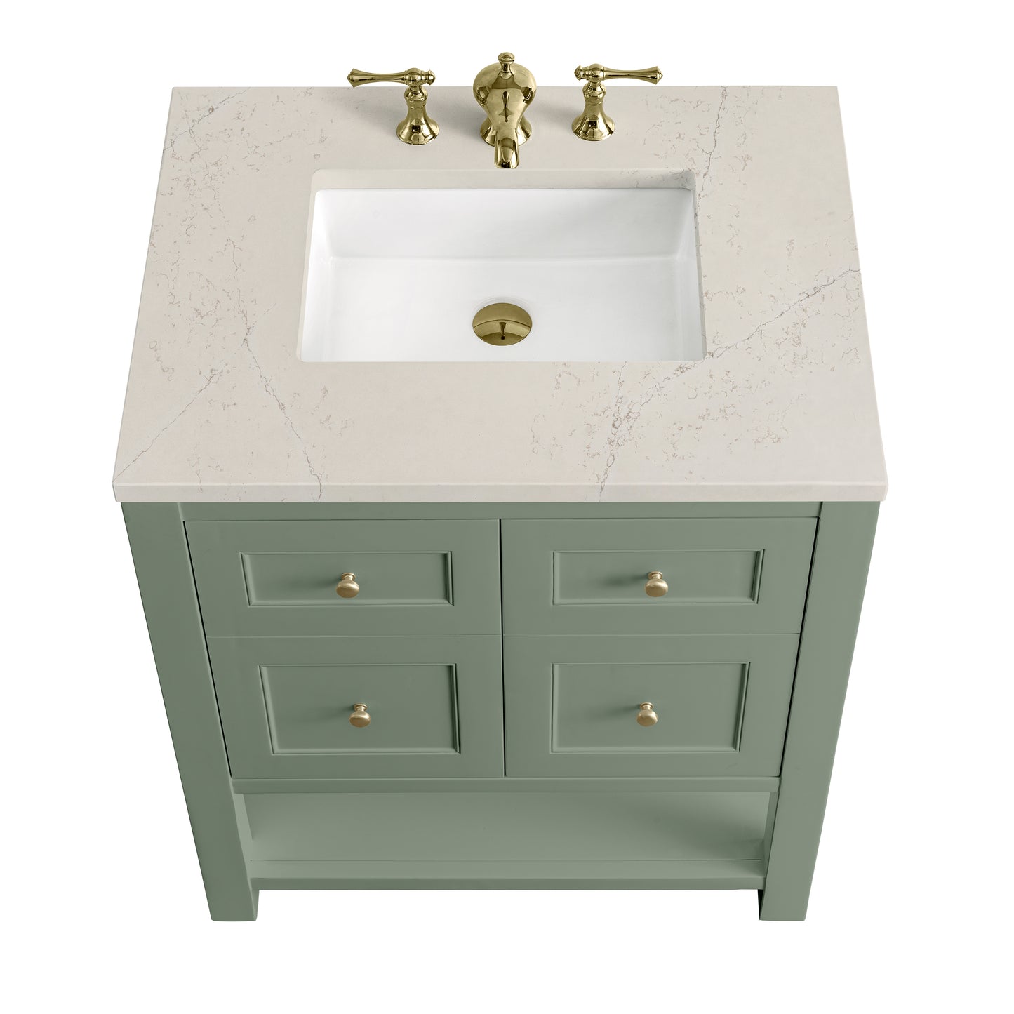 Renovate for Less Atlanta Breckenridge 30" Single Vanity, Smokey Celadon, w/ 3 CM Siberian Silestone Top