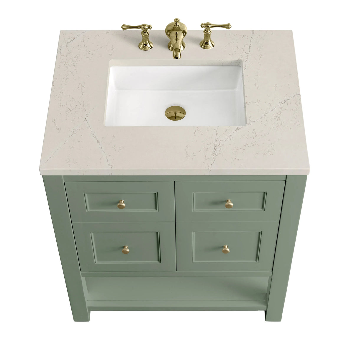 Breckenridge 30" Single Vanity, Smokey Celadon, w/ 3 CM Siberian Silestone Top