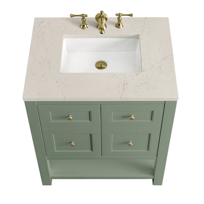 Breckenridge 30" Single Vanity, Smokey Celadon, w/ 3 CM Siberian Silestone Top