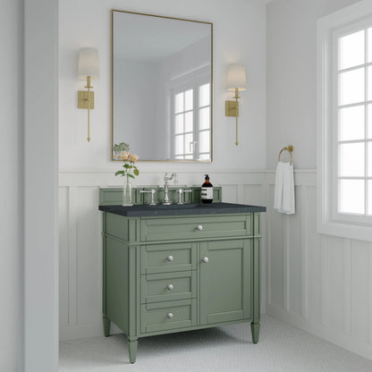 Brittany 36" Single Vanity, Smokey Celadon w/ 3 CM Charcoal Soapstone Top