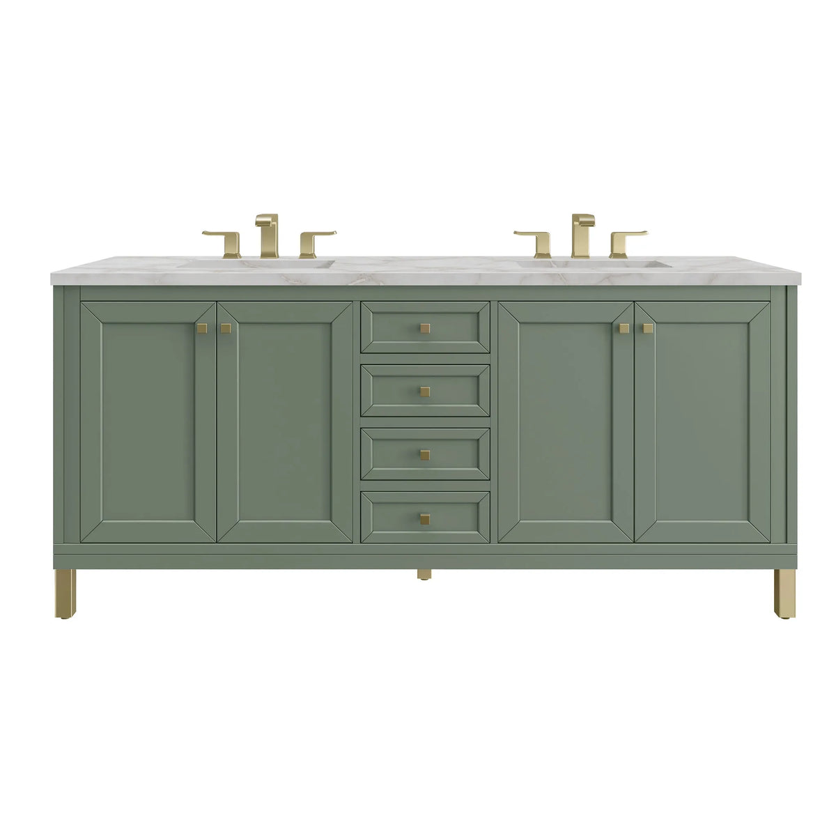 Chicago 72" Double Vanity, Smokey Celadon, w/ 3 CM Victorian Silver Silestone® Top