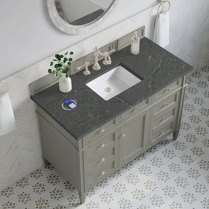 Brittany 48" Single Vanity, Urban Gray w/ 3 CM Parisien Bleu Silestone Top w/FreePower Wireless Charger