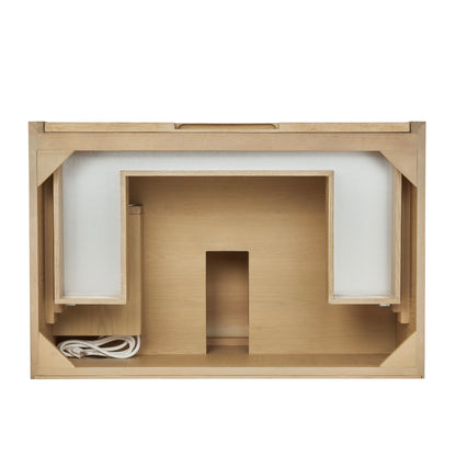 Renovate for Less Atlanta Solene 36" Single Vanity, Seaside Oak, w/ 3 CM Parisien Bleu Quartz Top