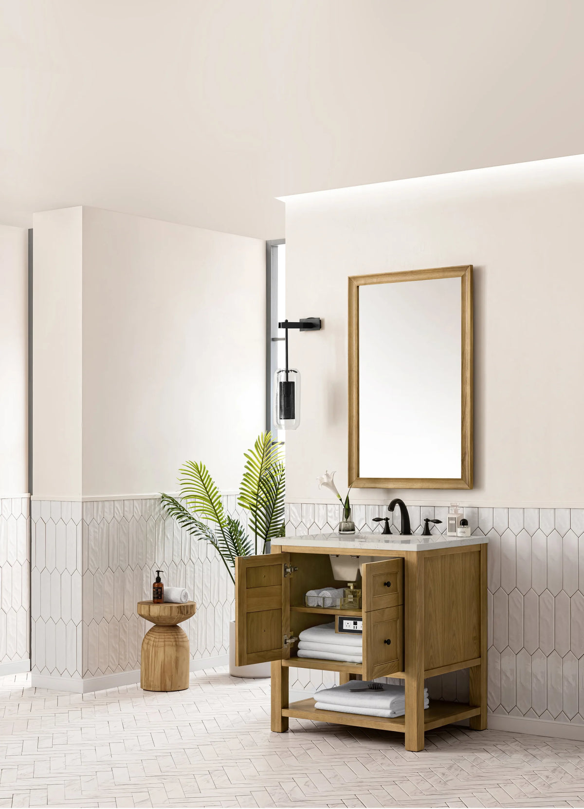 Breckenridge 30" Single Vanity, Light Natural Oak, w/ 3 CM Siberian Silestone Top