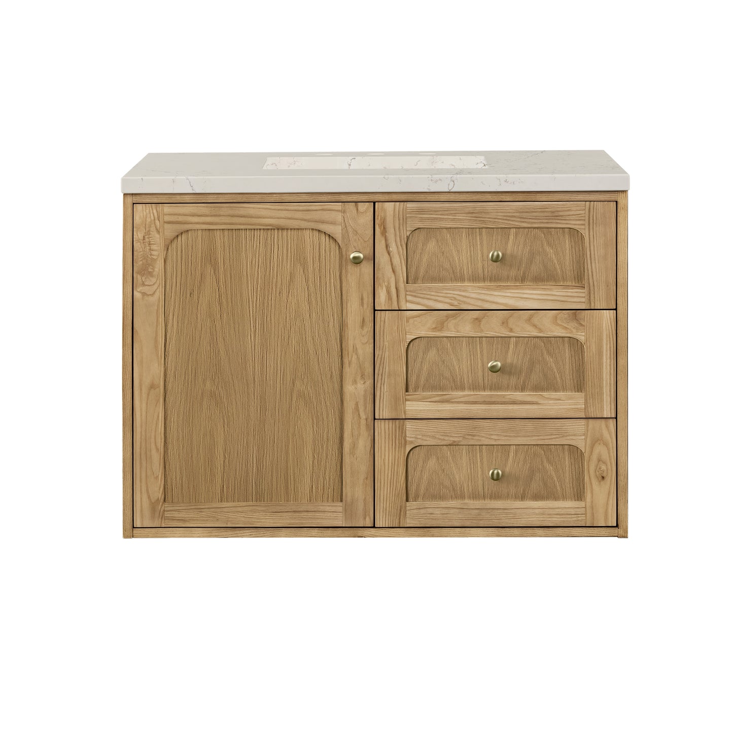 Renovate for Less Atlanta Laurent 36" Single Vanity, Light Natural Oak, w/ 3 CM Siberian Silestone Top