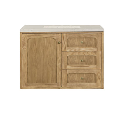 Renovate for Less Atlanta Laurent 36" Single Vanity, Light Natural Oak, w/ 3 CM Siberian Silestone Top