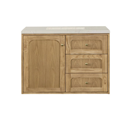 Laurent 36" Single Vanity, Light Natural Oak, w/ 3 CM Siberian Silestone Top