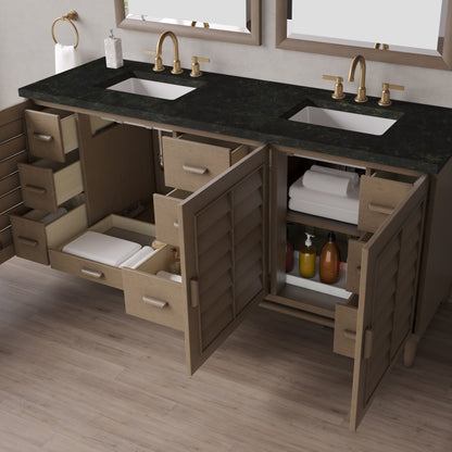 Renovate for Less Atlanta Portland 72" Double Vanity, Whitewashed Walnut, w/ 3 CM Phantome Eclos Top
