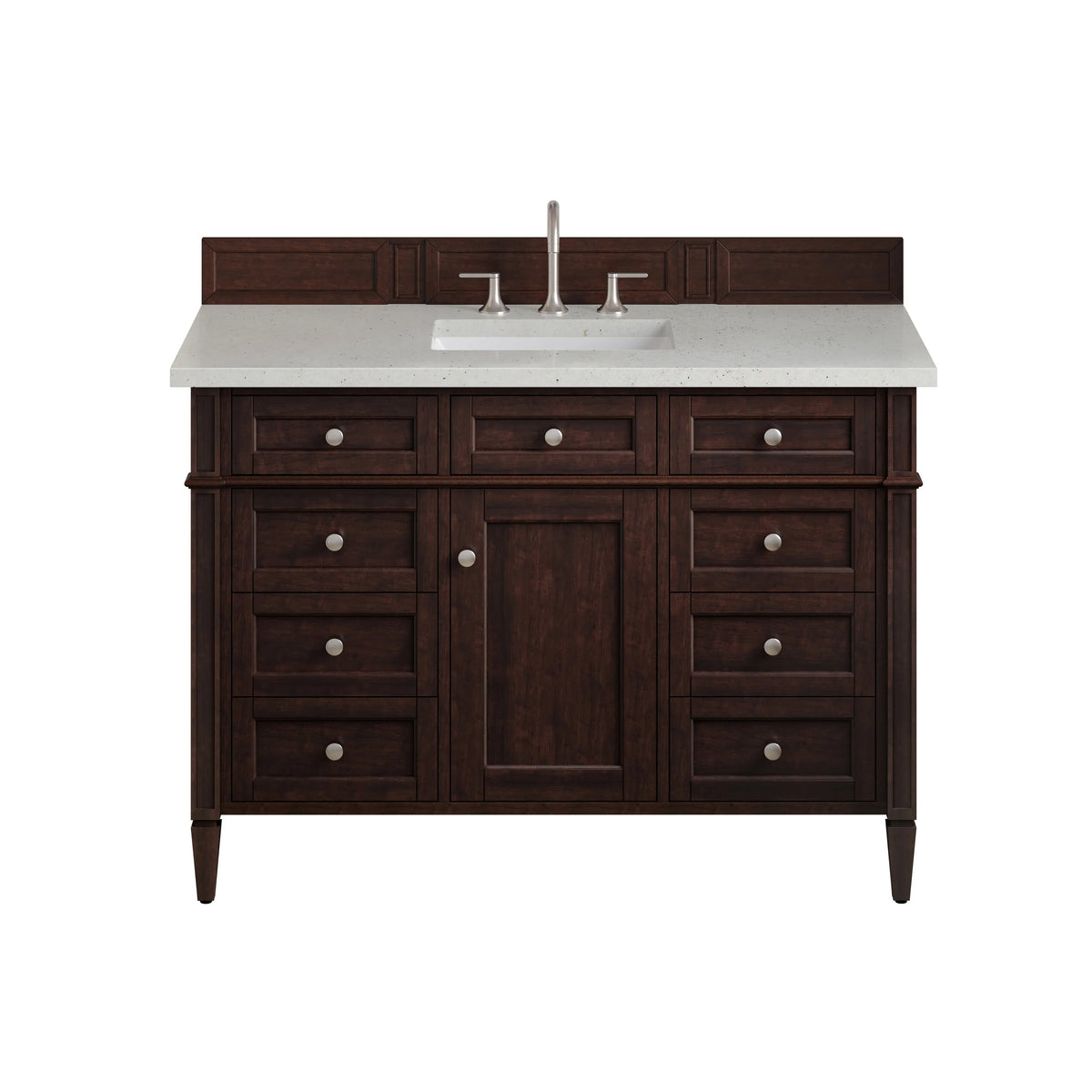 Brittany 48" Single Vanity, Burnished Mahogany w/ 3 CM Lime Delight Silestone Top