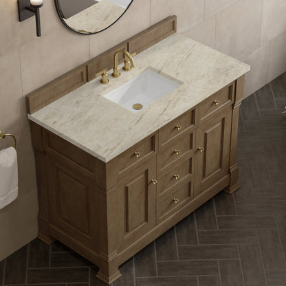 Brookfield 48" Single Vanity, Pecan, w/ 3 CM Tajnar Eclos Top