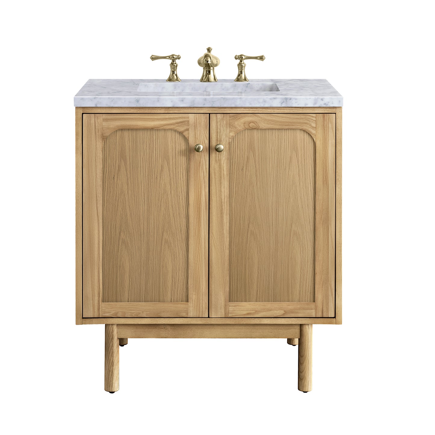 Renovate for Less Atlanta Laurent 30" Single Vanity, Light Natural Oak w/ 3 CM Carrara Marble Top