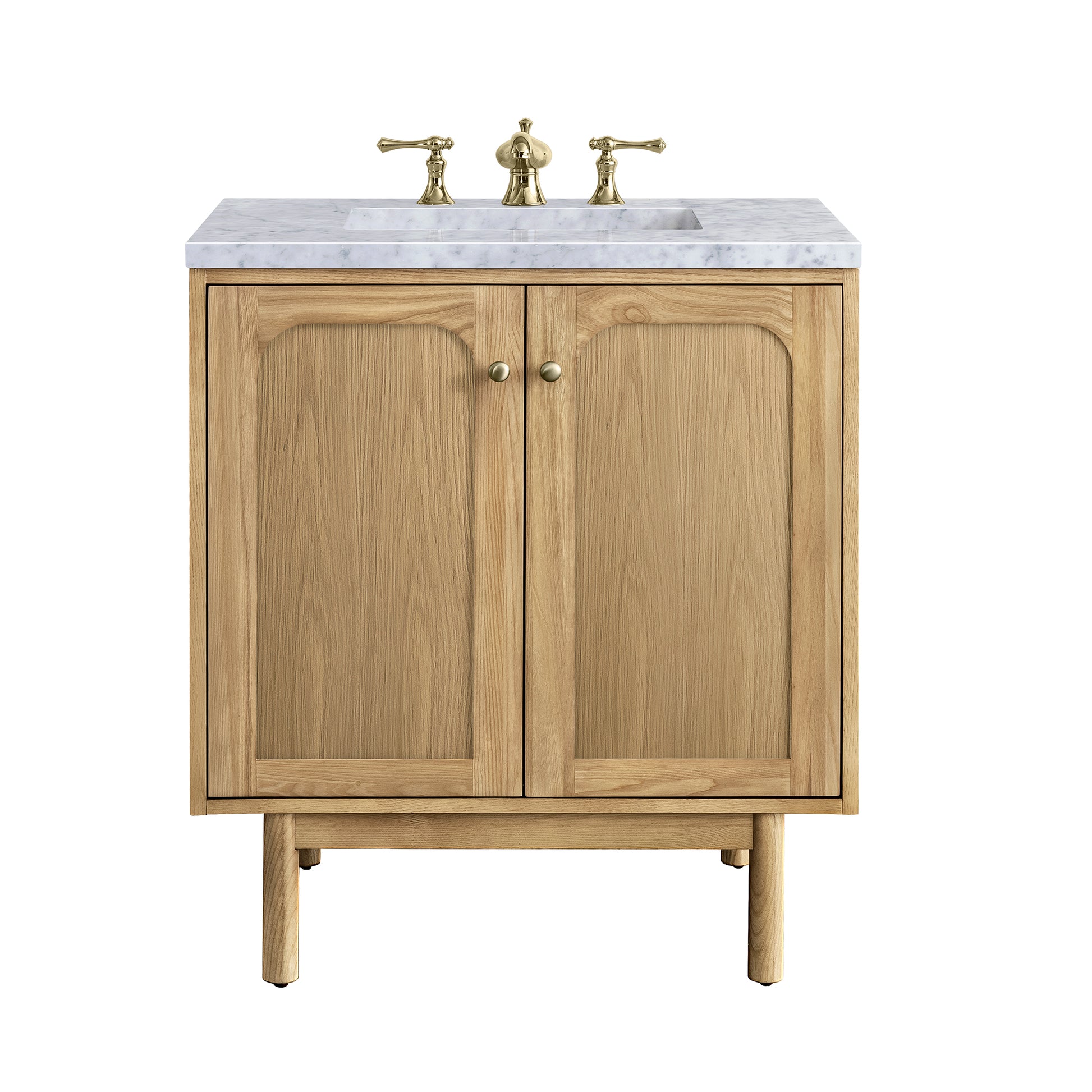 Renovate for Less Atlanta Laurent 30" Single Vanity, Light Natural Oak w/ 3 CM Carrara Marble Top