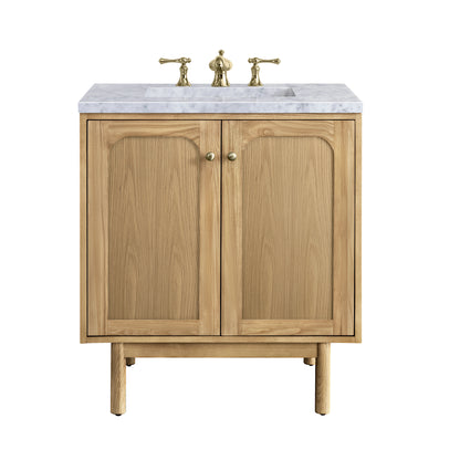 Renovate for Less Atlanta Laurent 30" Single Vanity, Light Natural Oak w/ 3 CM Carrara Marble Top