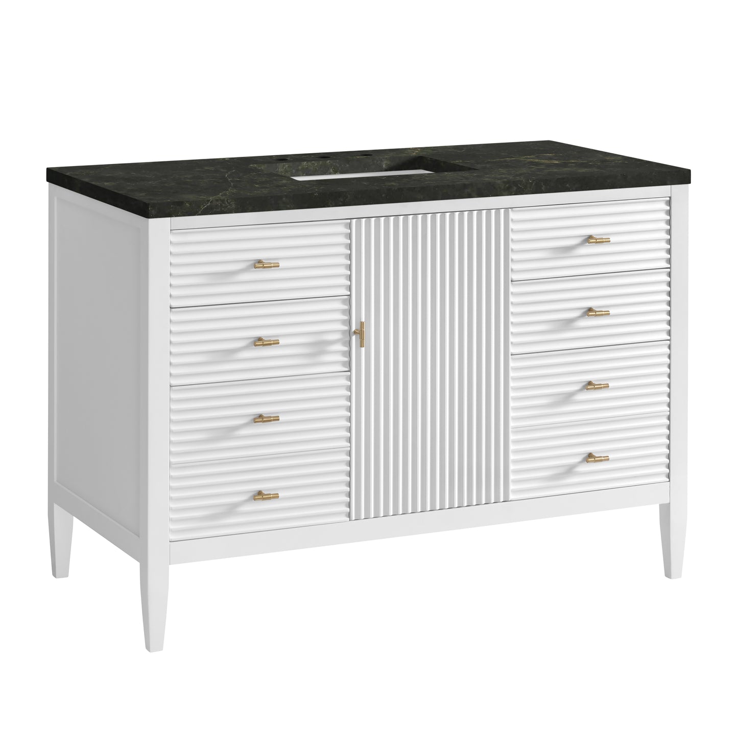 Renovate for Less Atlanta Myrrin 48" Single Vanity, Bright White, w/ 3 CM Phantome Eclos Top