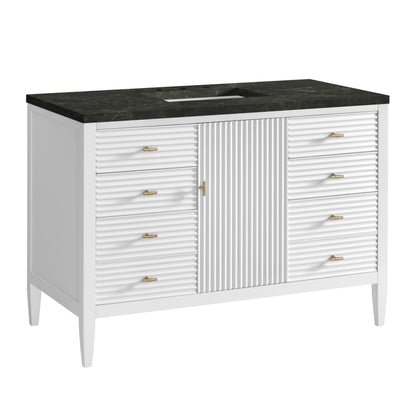 Renovate for Less Atlanta Myrrin 48" Single Vanity, Bright White, w/ 3 CM Phantome Eclos Top