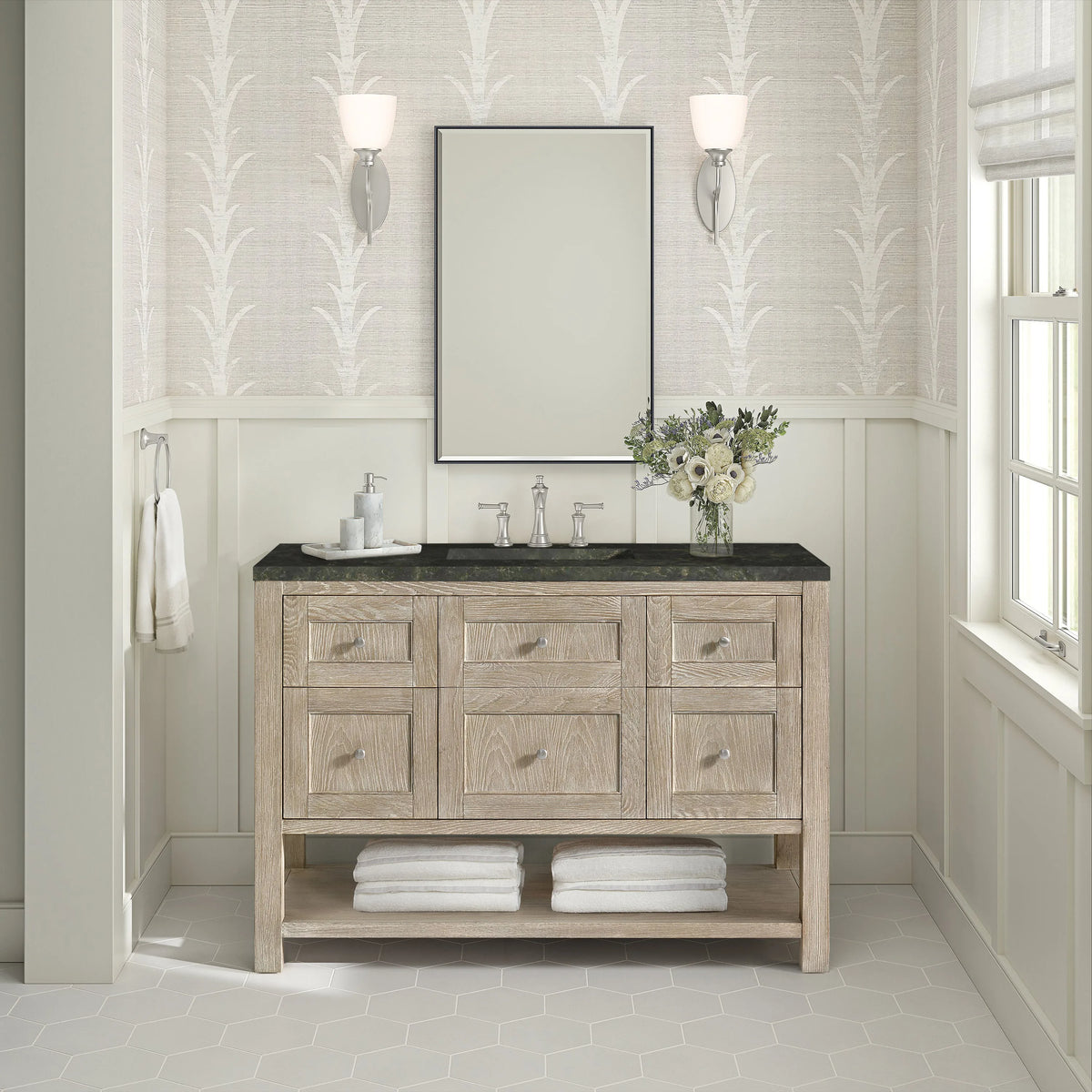 Breckenridge 48" Single Vanity, Whitewashed Oak, w/ 3 CM Phantome Eclos Top