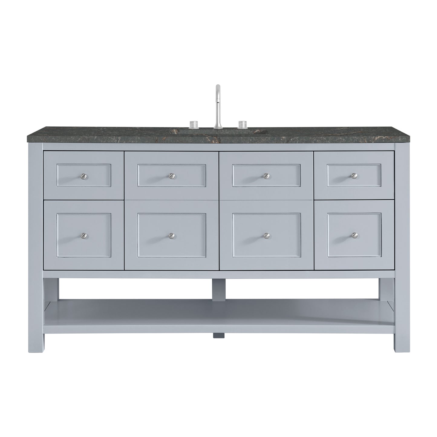 Renovate for Less Atlanta Breckenridge 60" Single Vanity, Serenity Blue w/ 3 CM Parisien Bleu Top w/ FreePower Wireless Charger