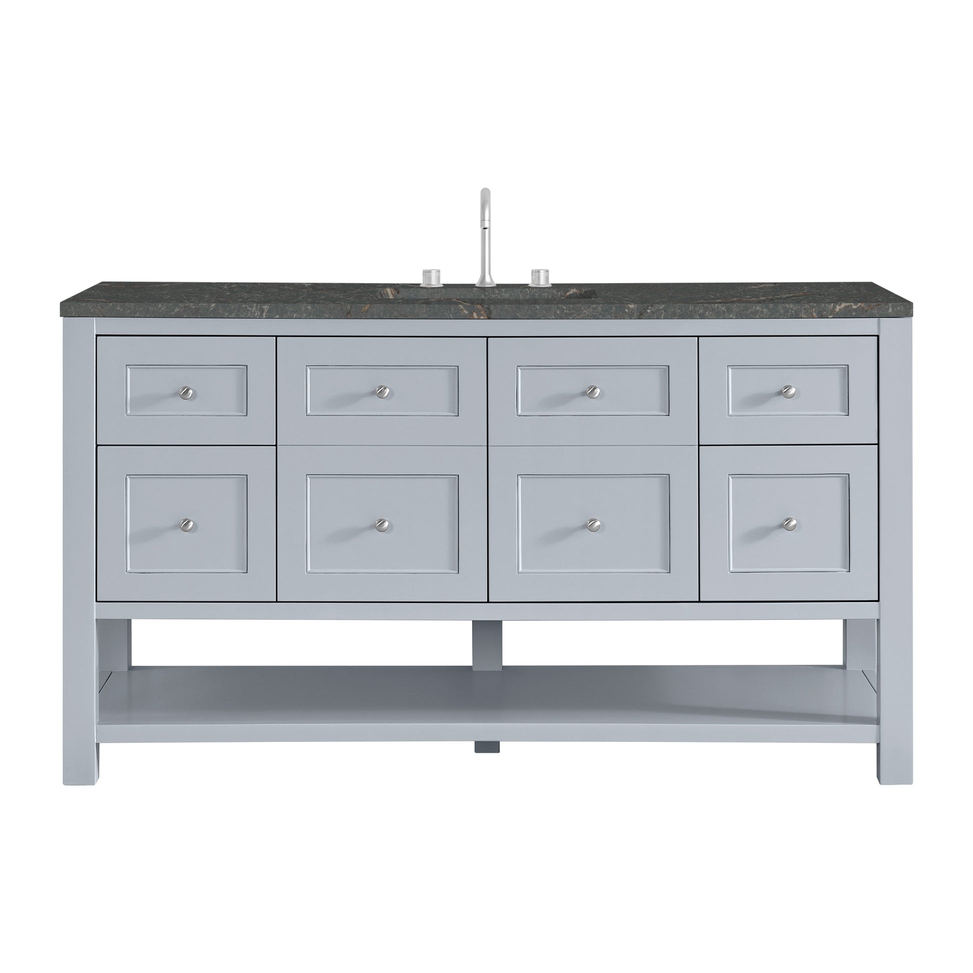Renovate for Less Atlanta Breckenridge 60" Single Vanity, Serenity Blue w/ 3 CM Parisien Bleu Top w/ FreePower Wireless Charger