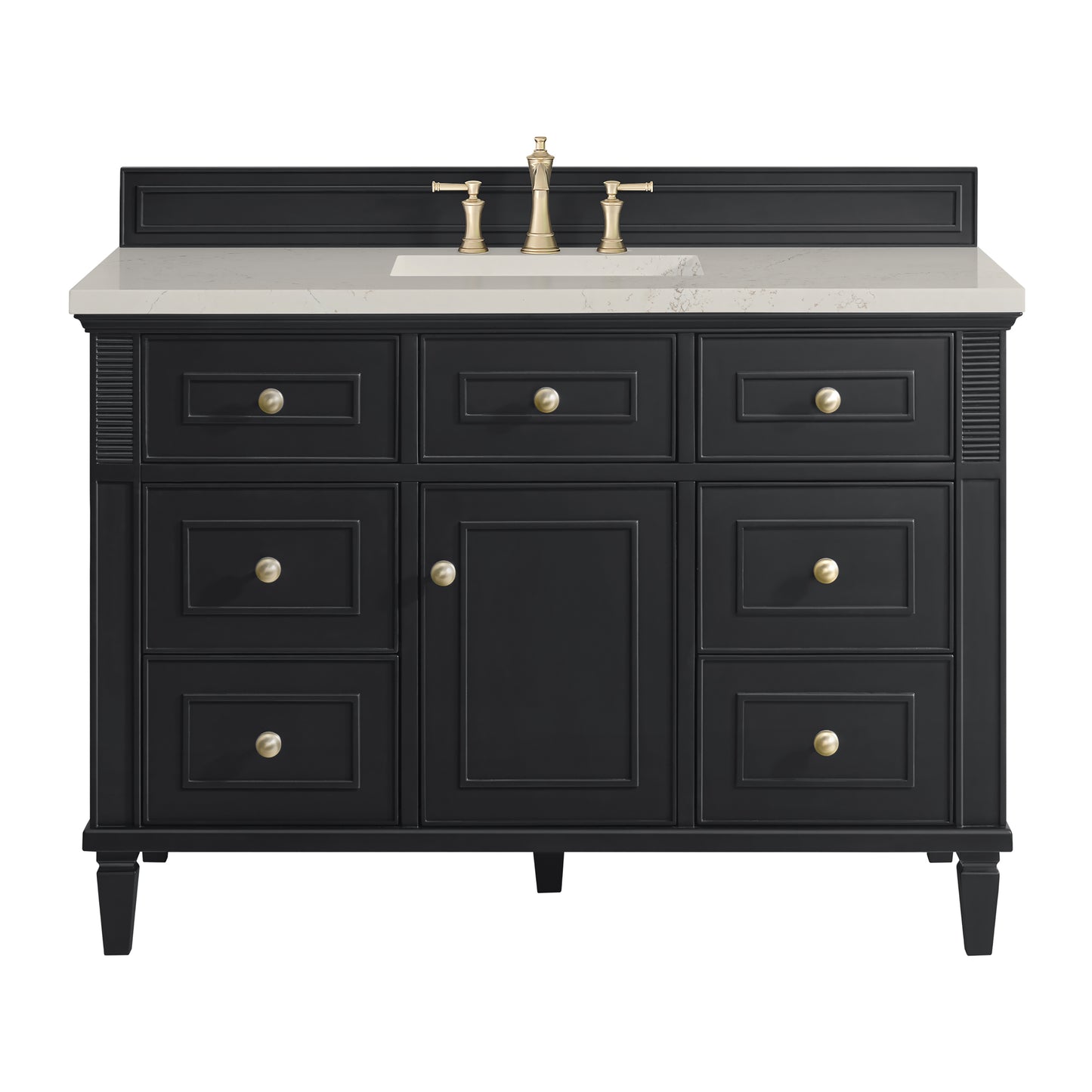Renovate for Less Atlanta Lorelai 48" Single Vanity, Black Onyx, w/ 3 CM Siberian Silestone Top