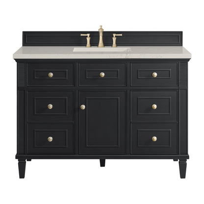 Renovate for Less Atlanta Lorelai 48" Single Vanity, Black Onyx, w/ 3 CM Siberian Silestone Top